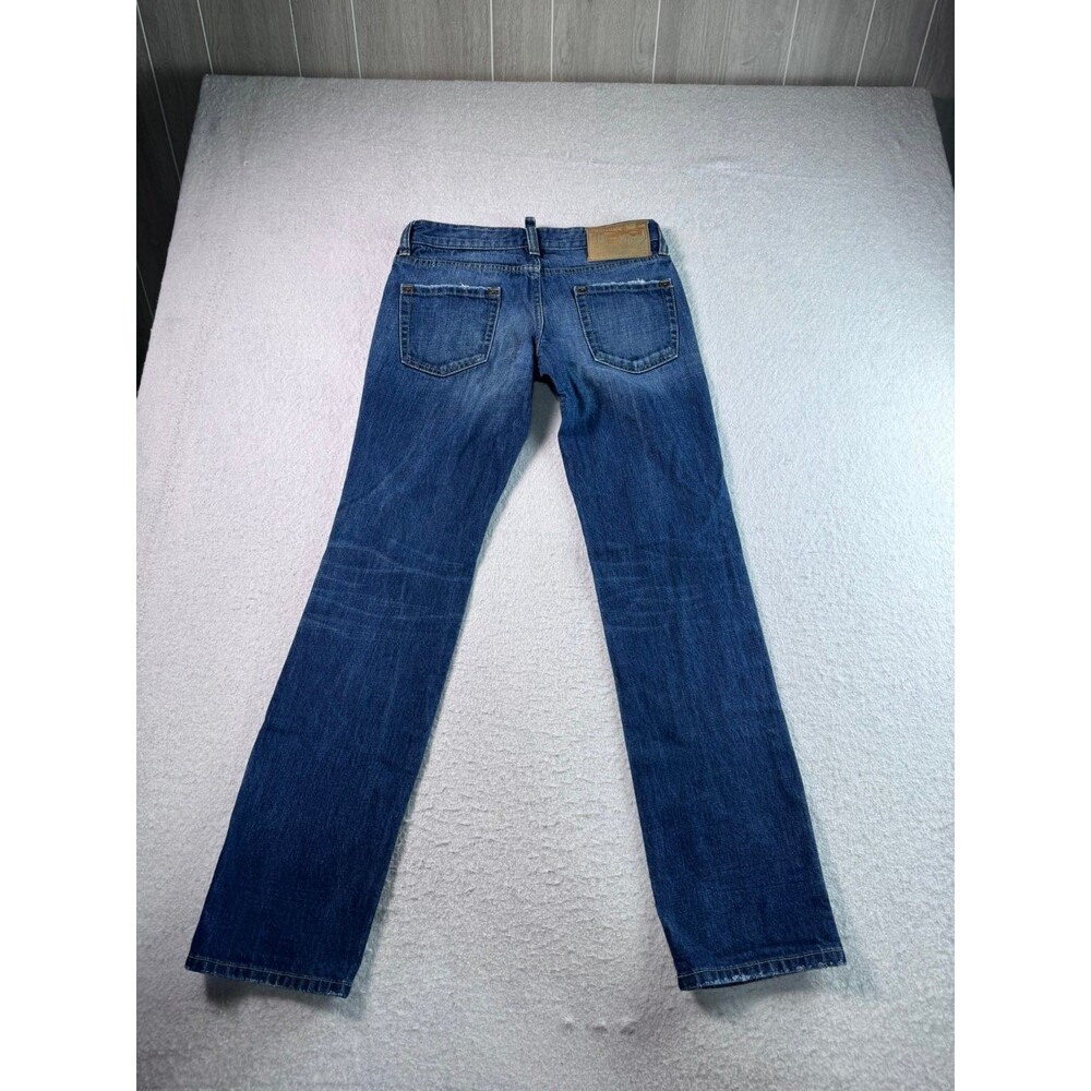 DSQUARED2 Men's Blue Distressed Straight Leg Jeans Size 46 Button Fly Made in
